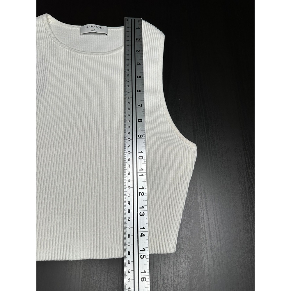 Aritzia Babaton Sculpt Knit Tank Top Women Sm White Ribbed Racerback SPX13821-21 - Picture 7 of 7